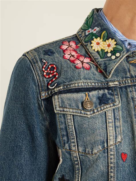 floral denim replica gucci jacket|gucci hooded jacket.